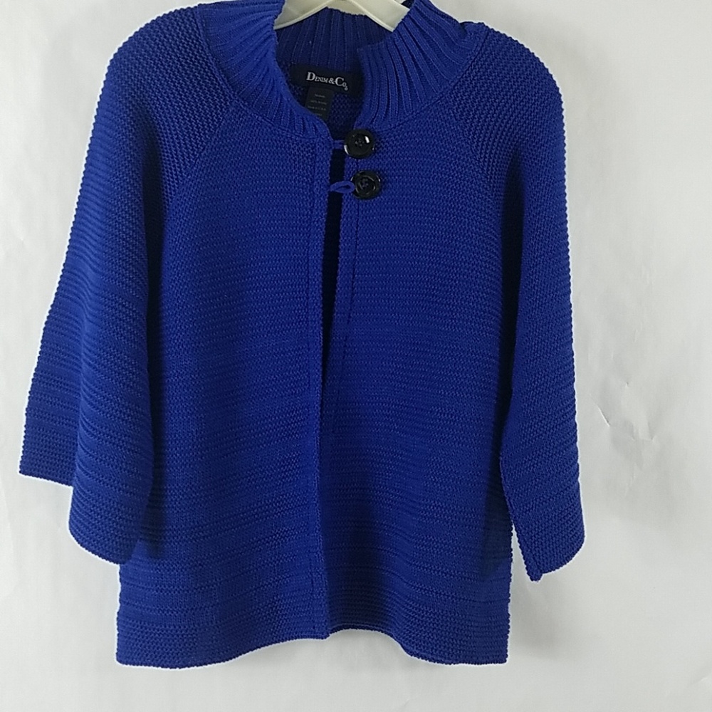 Denim & Co Two Button Sweater